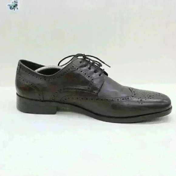 Saks Fifth Avenue Mens Brown Leather Oxford Wingtip Brogue Dress Shoe Sz US 11.5 - Picture 3 of 10